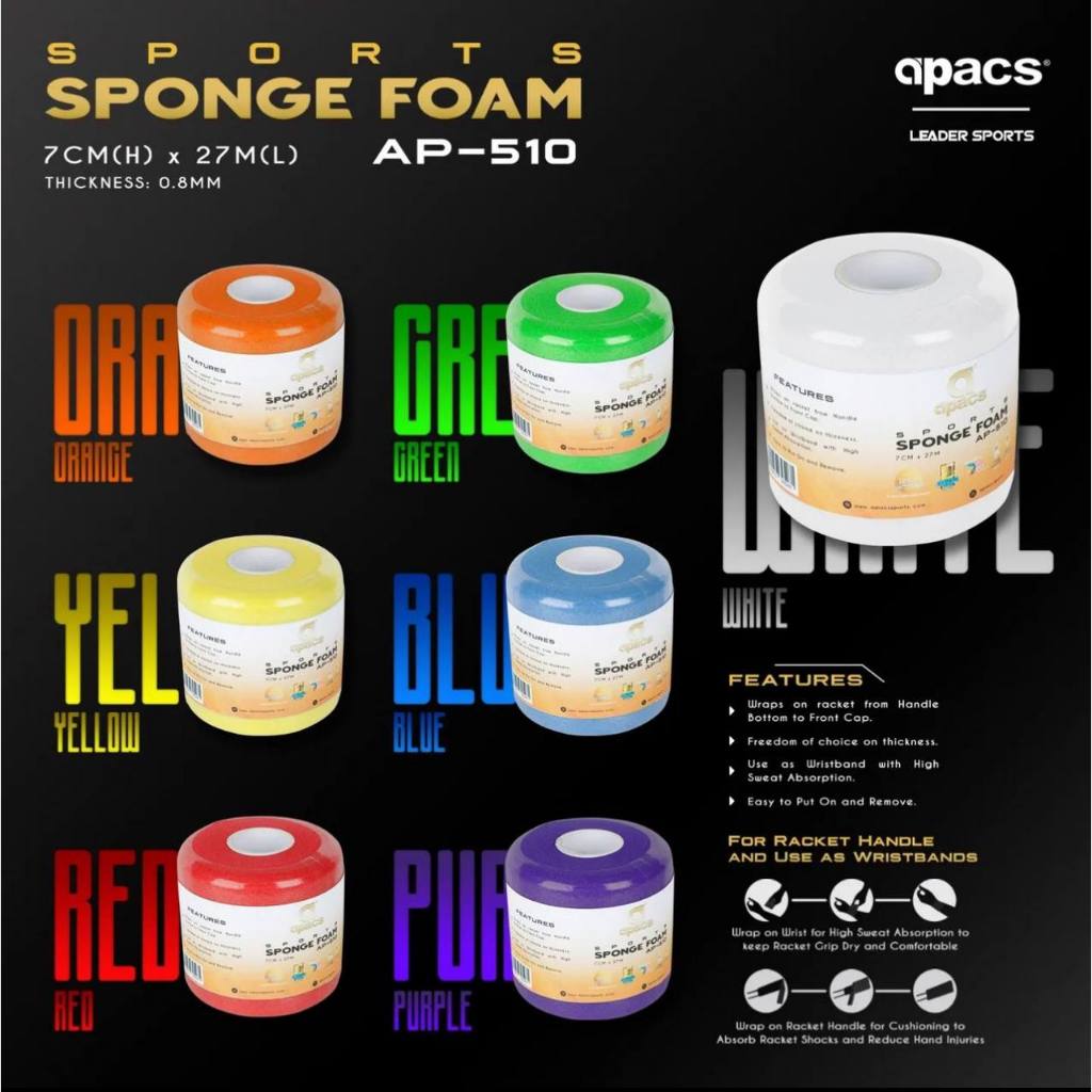 APACS SPONGE FOAM AP 510 (100% ORIGINAL CUSHION WRAP GRIP)