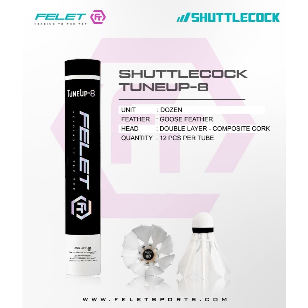 Alternative view of FELET SHUTTLECOCK (TuneUp-8) Goose Feather with 8 feathers (100% ORIGINAL)